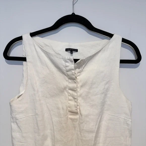 THEORY Linen Blend‎ Sleeveless Shift Dress White Size 6 - Picture 3 of 8